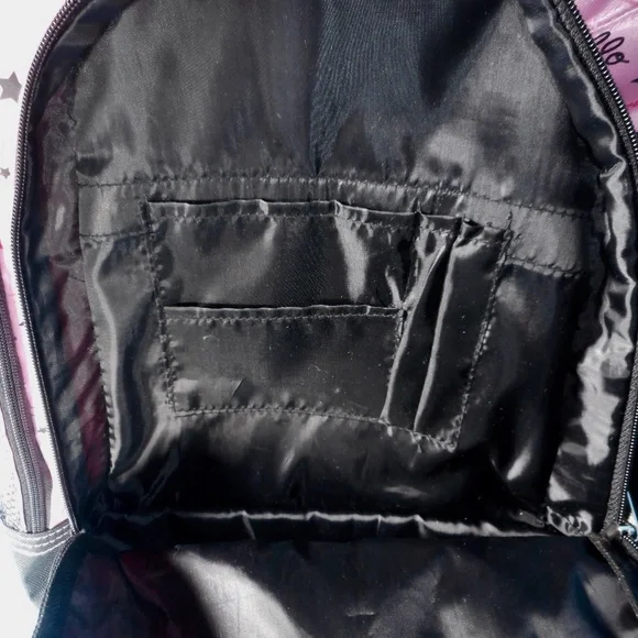 Hello Kitty Sanrio Light Pink Black Backpack Hearts Stars School Embroidered - Picture 5 of 14